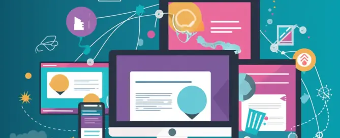 Illustration d’une refonte de site web affichée sur ordinateur, tablette et mobile